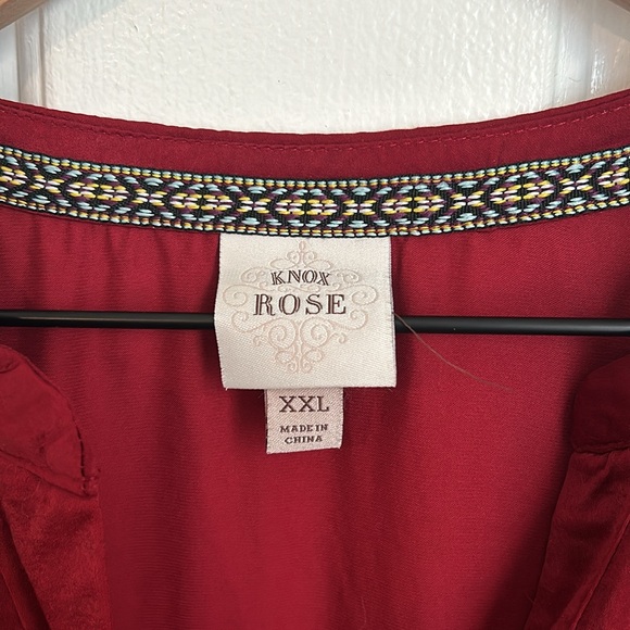 Knox Rose Red Satin Peplum Top Long Sleeve XXL - Picture 3 of 6